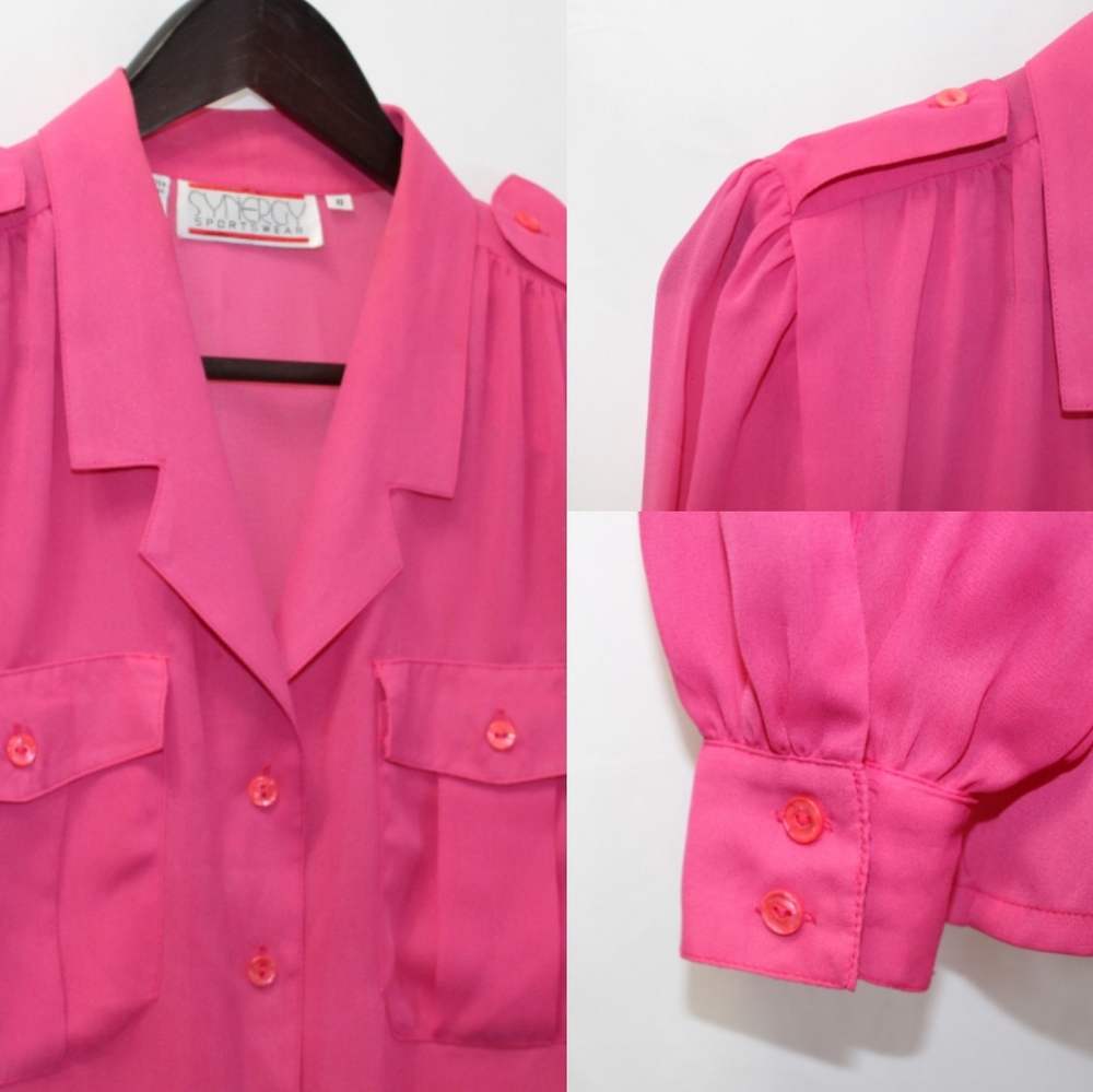 💜80's VTG💜 Sheer Pink Blouse